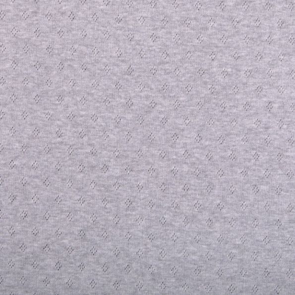 Tissu Jersey Coton ajouré uni Gris chiné - Par 10 cm