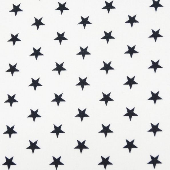 Tissu Coton Blanc Etoiles noires x10cm