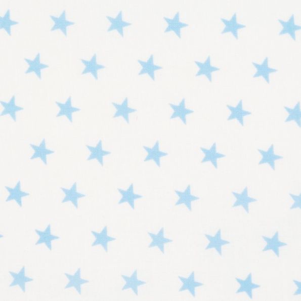 Tissu Coton Blanc Etoiles bleu ciel x10cm