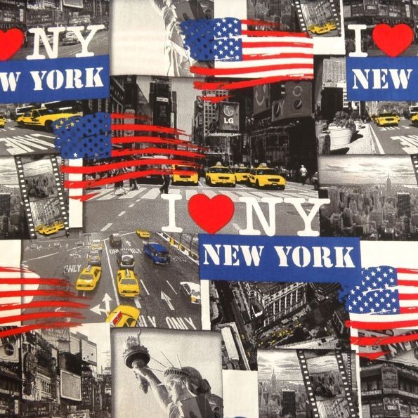 Tissu Popeline impression digitale New York x10cm