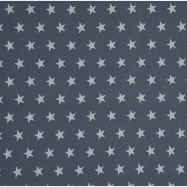 Tissu Popeline Coton Bleu Etoiles Bleu clair - Par 10 cm