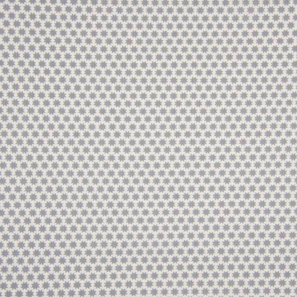 Tissu Popeline Coton Blanc Etoiles Grises - Par 10 cm