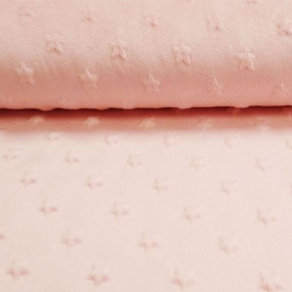 Tissu Minky ultra doux Etoiles Rose bébé x10cm