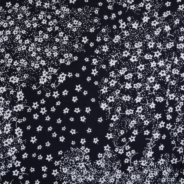 Tissu Viscose légère Marine Petites fleurs Blanches - Par 10 cm