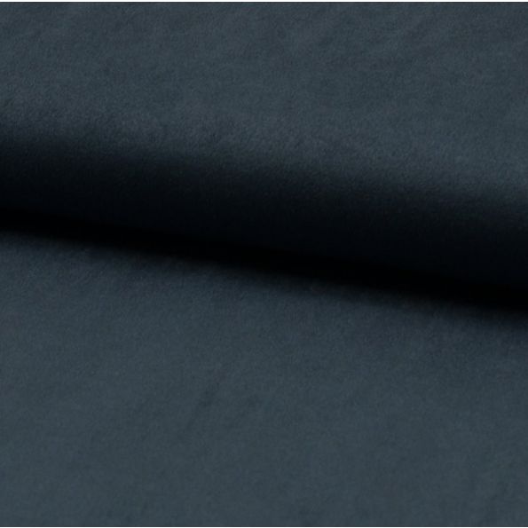 Tissu Suédine jersey Bleu jean - Par 10 cm