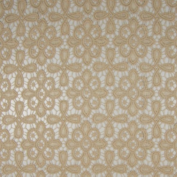 Tissu Dentelle crochet Beige - Par 10 cm