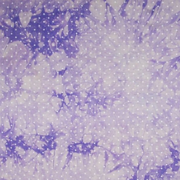 Tissu Jersey viscose Mauve Tie and dye à pois Blancs - Par 10 cm