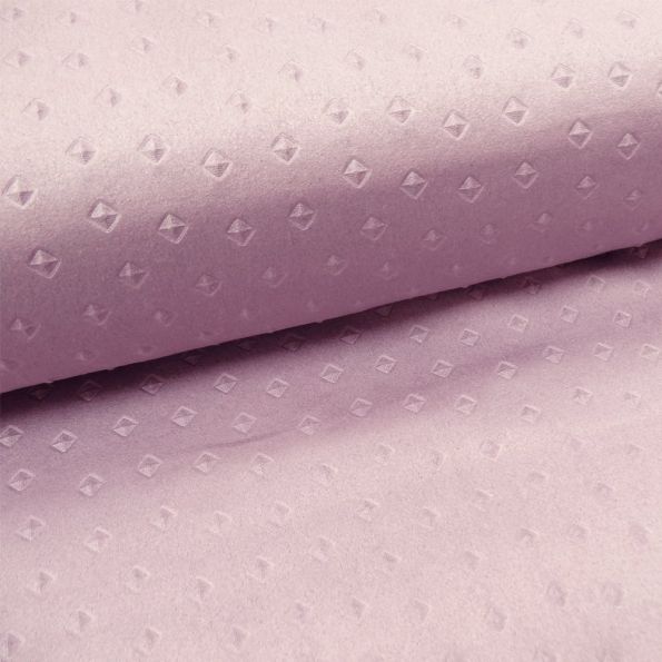 Tissu Suédine Carrés 3D Lilas - Par 10 cm