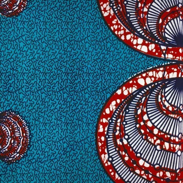 Tissu Wax Africain Coton Bleu Turquoise Imprimé - 20 Mètres - Idéal Vêtements Et Déco