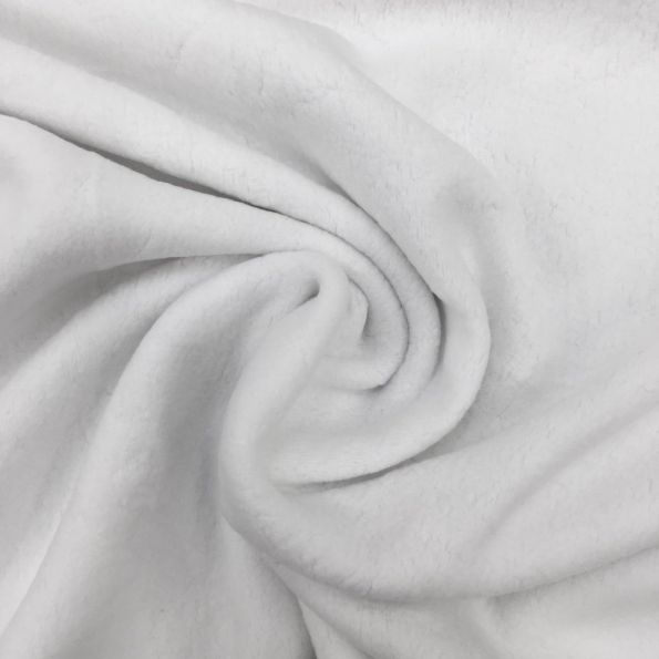 Tissu Polaire Coton Blanc - Par 10 cm