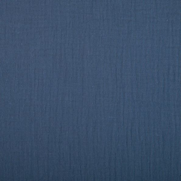 Tissu Double gaze de coton uni Bleu ancien - Par 10 cm