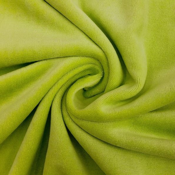 Tissu Jersey Velours tout doux Vert anis x10cm