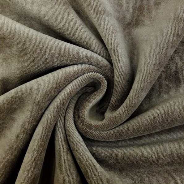 Tissu Jersey Velours tout doux Taupe x10cm