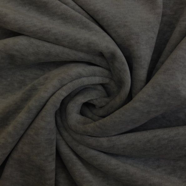 Tissu Jersey Velours tout doux Gris chiné foncé x10cm