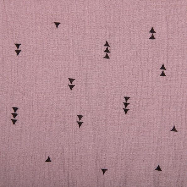 Tissu Double gaze de coton Triangles Vieux rose clair - Par 10 cm