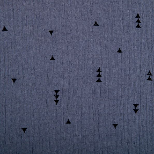 Tissu Double gaze de coton Triangles Gris - Par 10 cm