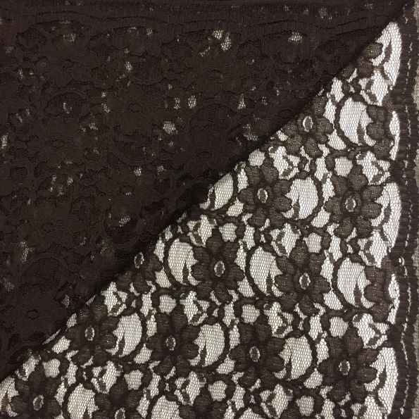 Tissu Dentelle Eva Marron - Par 10 cm