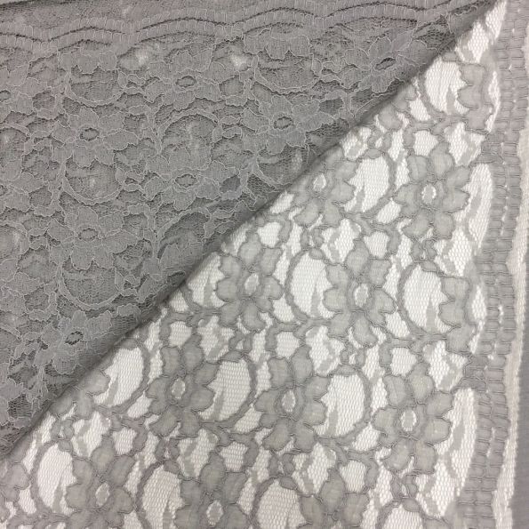Tissu Dentelle Eva Gris - Par 10 cm