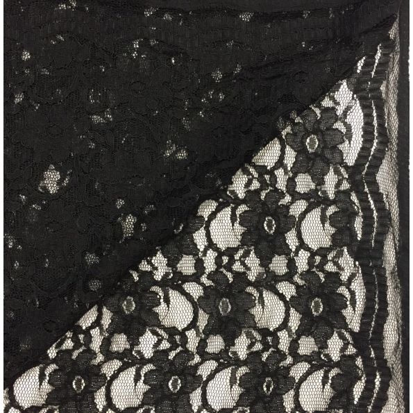 Tissu Dentelle Eva Noir - Par 10 cm