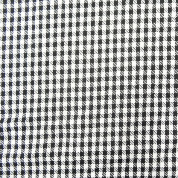 Tissu Tartan Ecossais Blanc Petit Carreaux Noirs - Par 10 cm