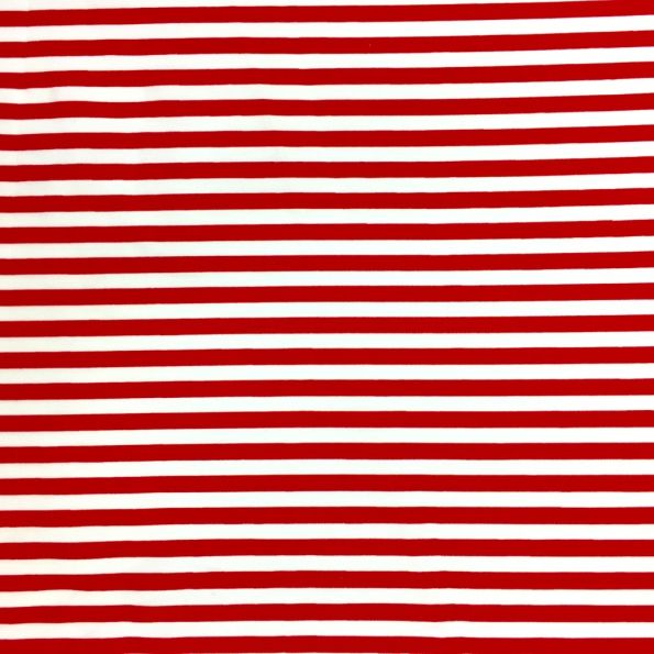 Tissu Coton imprimé marinière Rouge et blanc - Par 10 cm