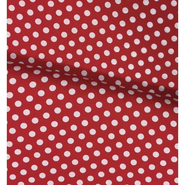 Tissu Coton imprimé Rouge Pois 1 cm Blancs - Par 10 cm