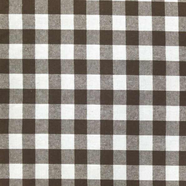 Tissu Vichy Très grands carreaux 17 mm Marron - Par 10 cm