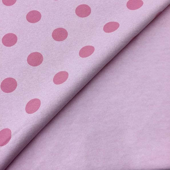 Tissu Sweat Camille Rose pâle Pois Roses - Par 10 cm