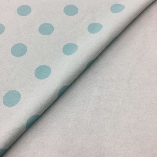 Tissu Sweat Camille Bleu gris Pois Bleu clair - Par 10 cm