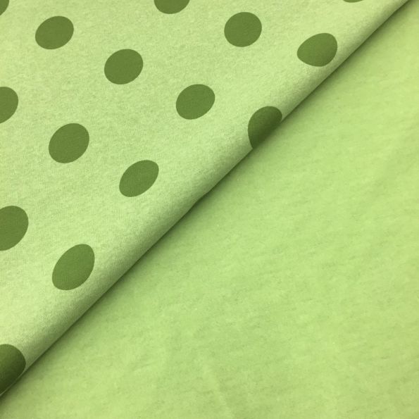 Tissu Sweat Camille Vert pomme Pois Vert - Par 10 cm
