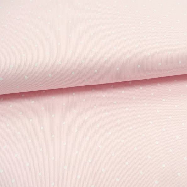 Tissu Piqué de coton Rose clair Pois Blancs 2 mm - Par 10 cm