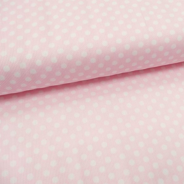 Tissu Piqué de coton Rose clair Pois Blancs 5 mm - Par 10 cm
