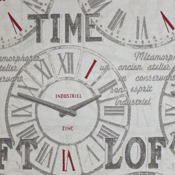 Tissu Jacquard Horloges géantes Beige - Par 50 cm