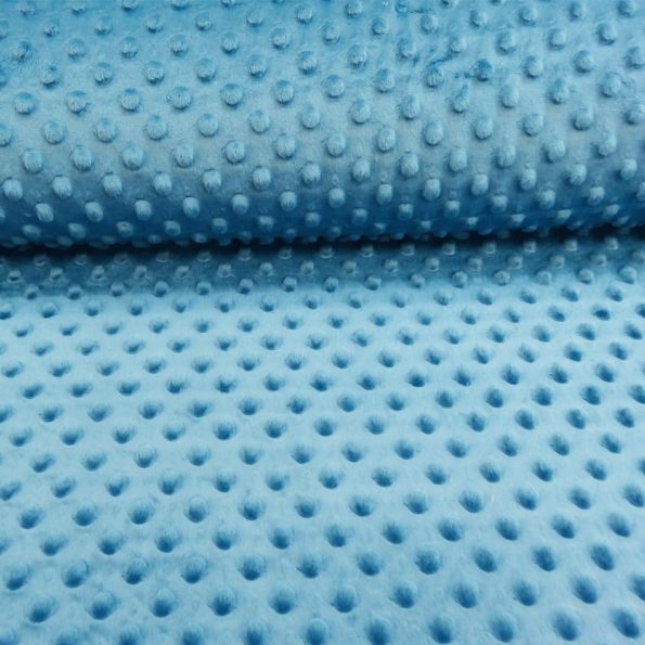 Tissu Minky Ultra doux Pois Bleu Pétrole - Par 10 cm
