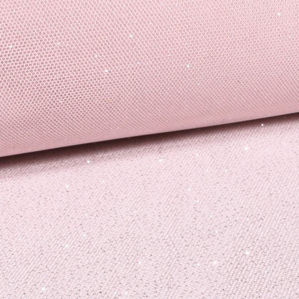 Tissu Tulle Pailettes Rose - Au mètre