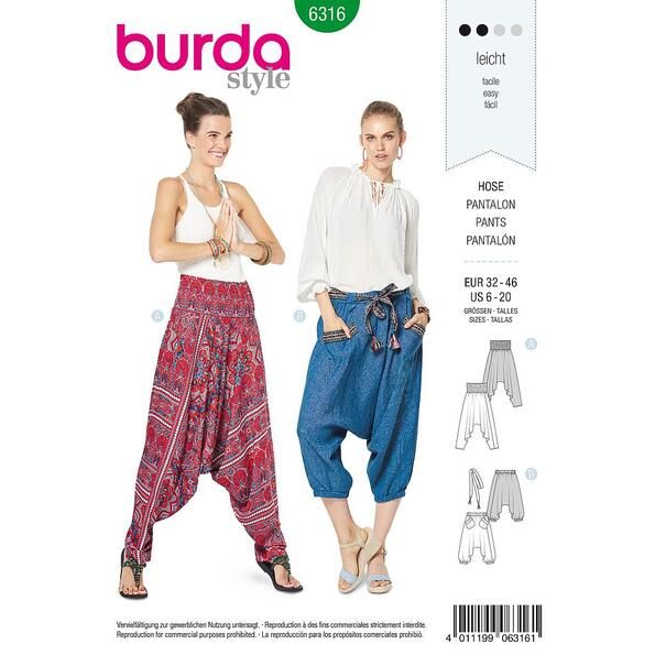 Patron Burda 6316 Pantalon