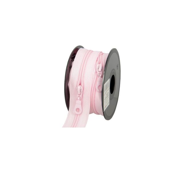 Fermeture nylon non séparable N°5 avec curseurs Rose clair - Au mètre