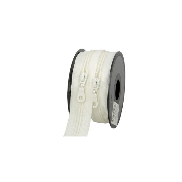 Fermeture nylon non séparable N°5 avec curseurs Ecru - Au mètre