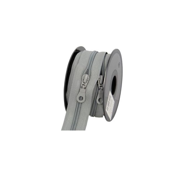 Fermeture nylon non séparable N°5 avec curseurs Gris - Au mètre