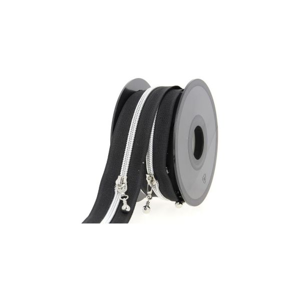 Fermeture spirale N°5 avec curseurs bille argentée - Au mètre