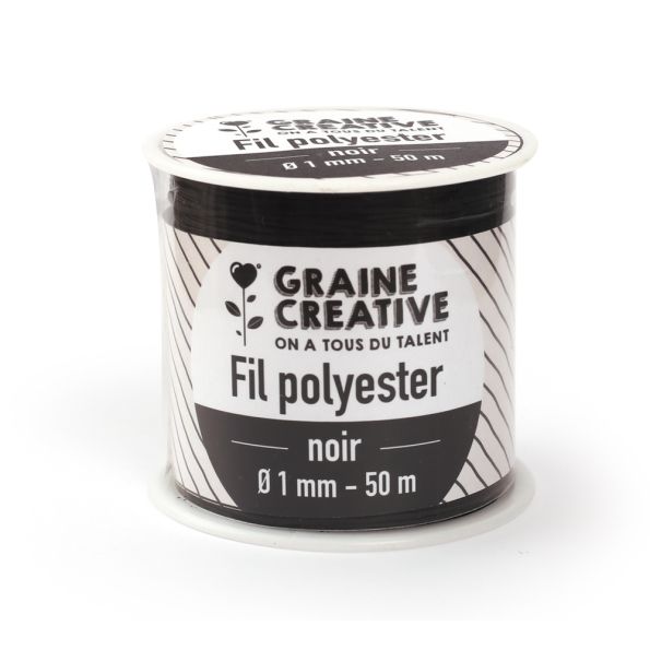 Fil Polyester Noir pour bracelets 50m