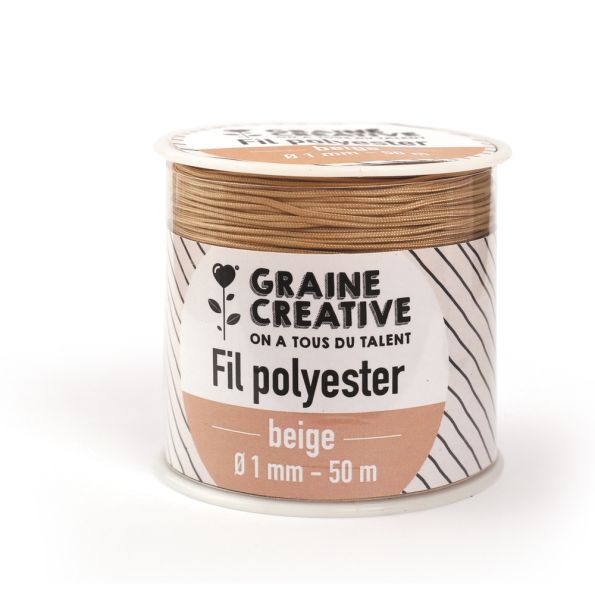 Fil Polyester Beige pour bracelets 50m