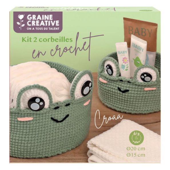 Kit Crochet 2 corbeilles Grenouille - Graine Créative