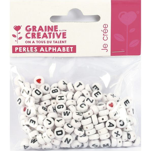 Sachet de 250 Perles blanc Alphabet