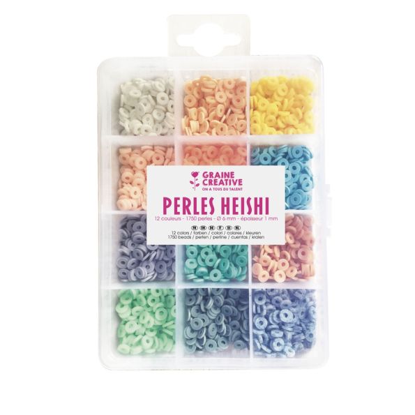 Coffret de perles Heishi 6 mm - 12 couleurs Pastel