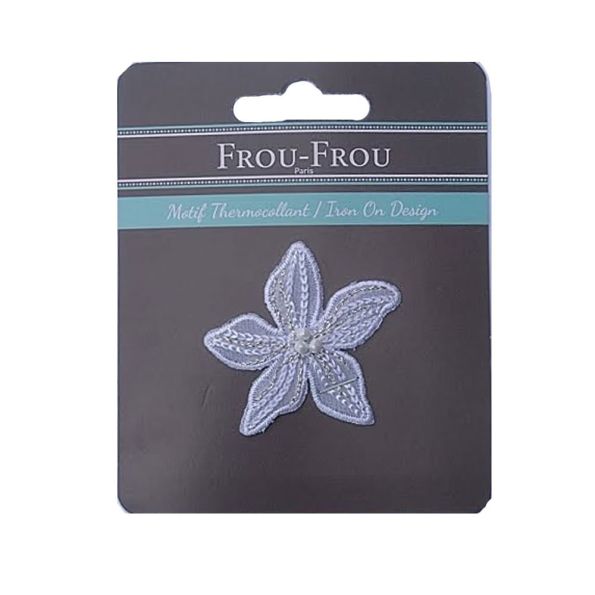 Ecusson Thermocollant Fleur blanche Brodée
