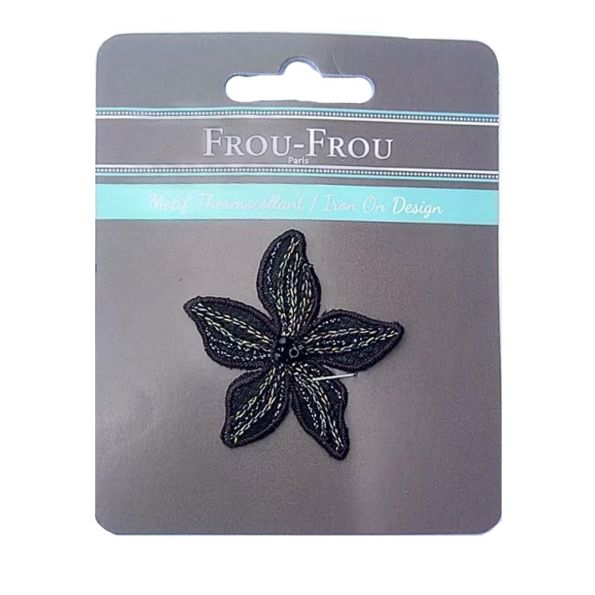 Ecusson Thermocollant Fleur Noire Brodée