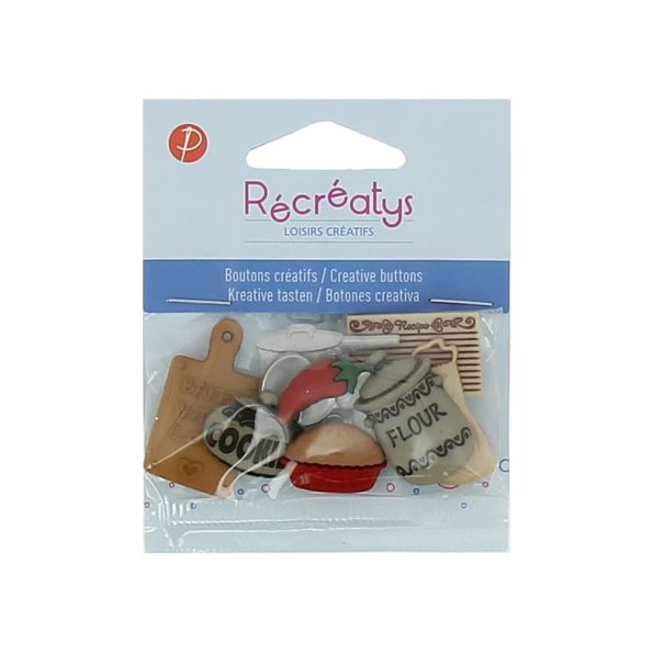 Boutons créatifs Récréatys Assortiment de 10 boutons Cuisine