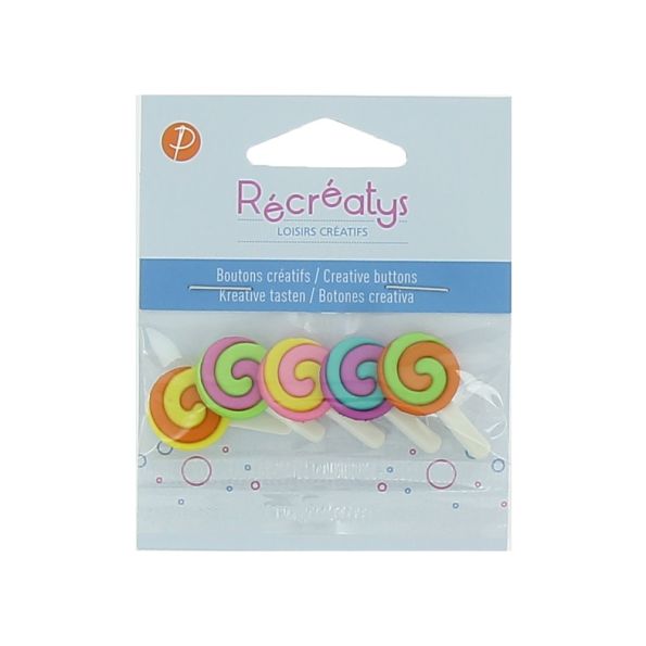 Boutons créatifs Récréatys Assortiment de 5 boutons Sucettes