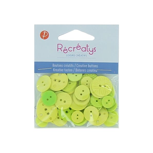Boutons créatifs Récréatys Assortiment de boutons Vert